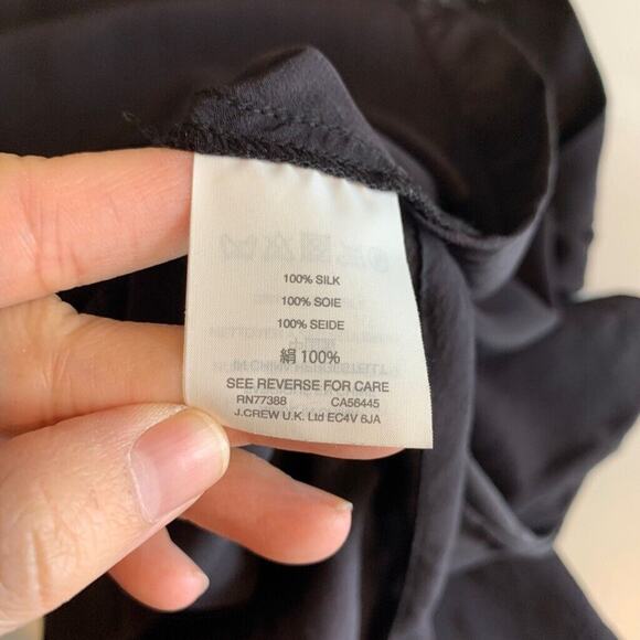J Crew Blouse Women XS Extra Small Black Silk High Low Drop Shoulder Half Sleeve - Picture 10 of 12
